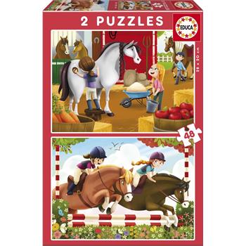 Educa 2x48 Parça Horse Grooming (At Bakımı) Çocuk Puzzle