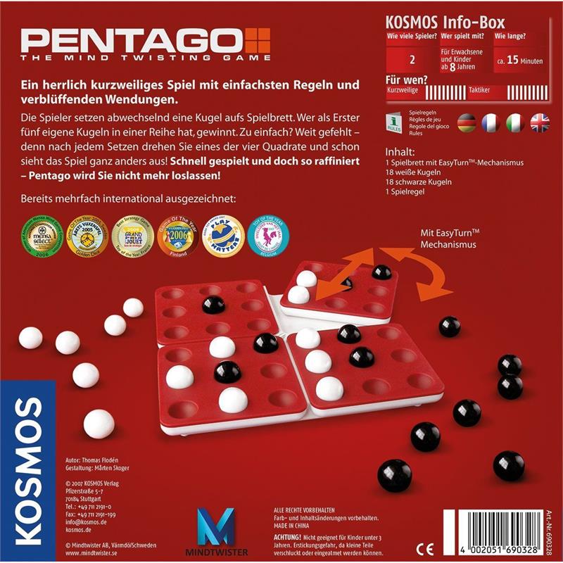 PENTAGO Mind Twisting Strategy Game | Cube Brain Teaser ...