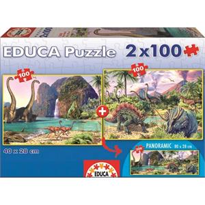 Educa Karton Junior Puzzle 2x100 Parça Dinozor Dünyası